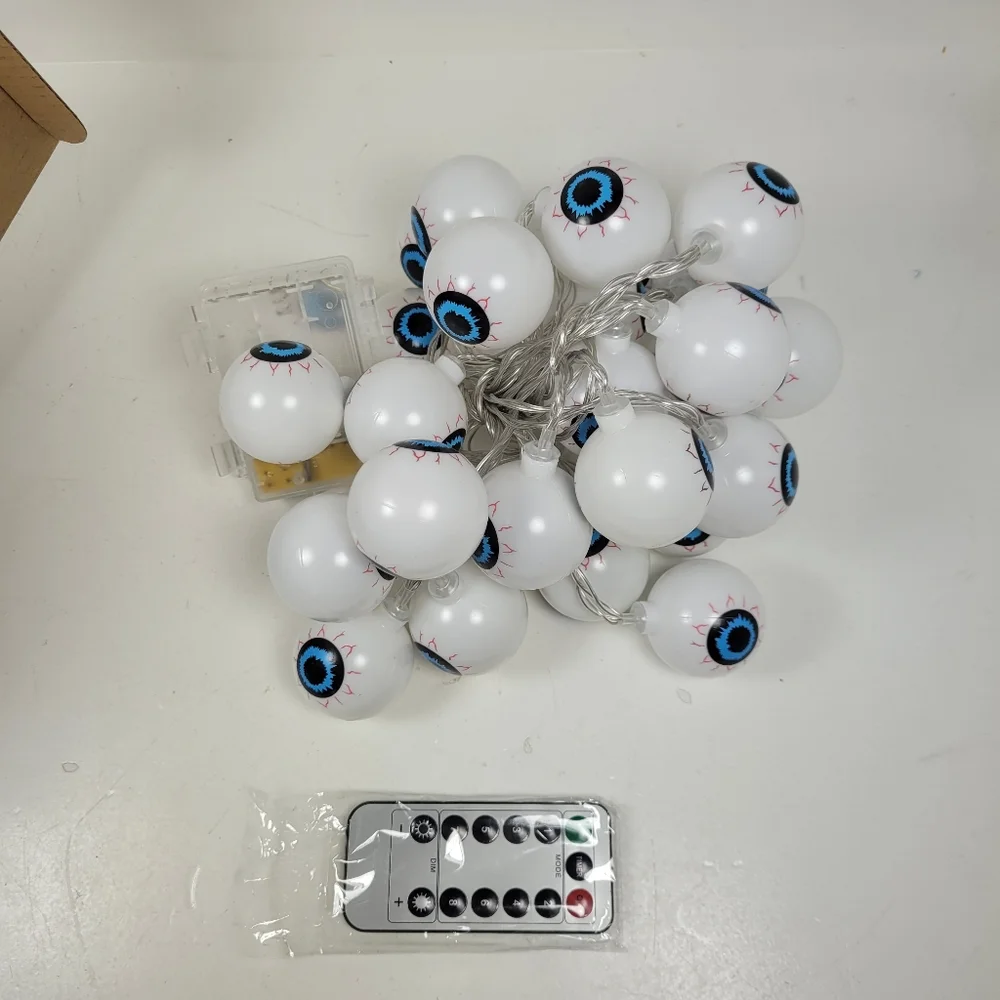 Spooky Eyeball String Lights - White and Blue